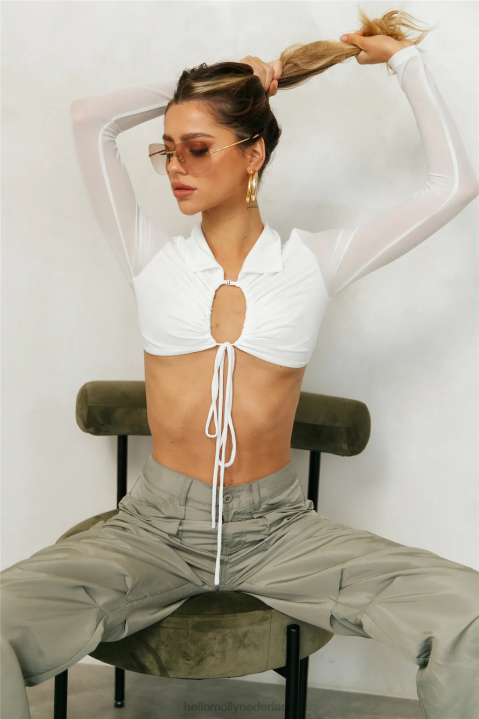 modus niet storen pure crop wit Hello Molly T6BF8225 kleding