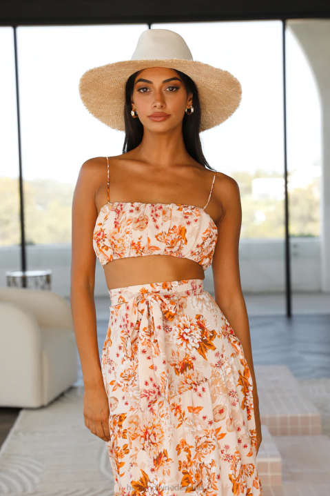 verse mokka crop bloemen Hello Molly T6BF8419 kleding