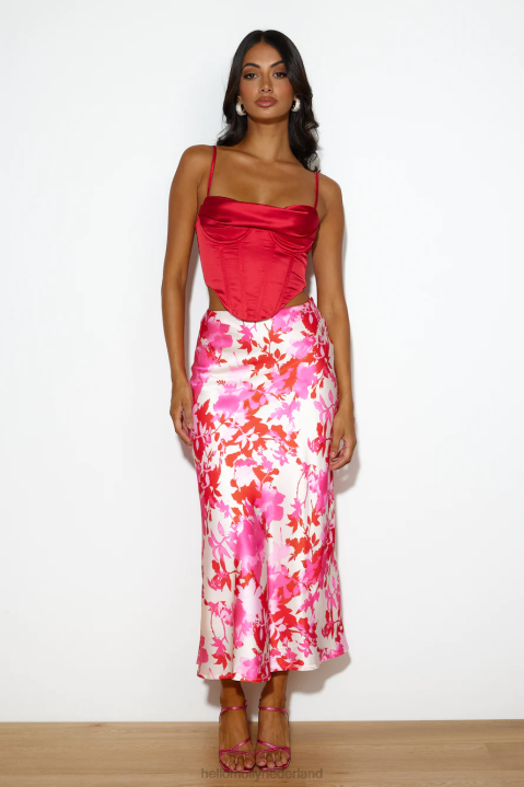 vetgedrukte stappen snijden rood Hello Molly T6BF8091 kleding