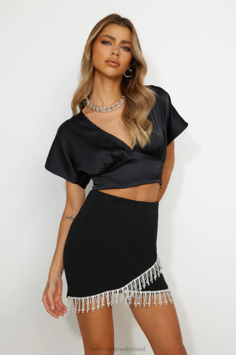 sierlijke crop top voor meisjes zwart Hello Molly T6BF8861 kleding