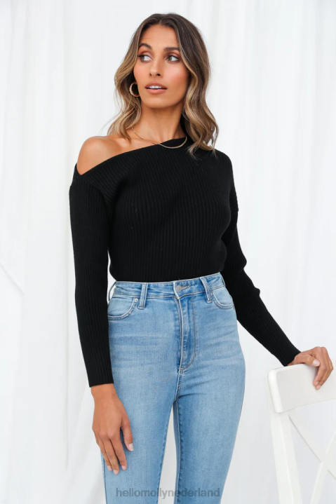 droom van een ander soort gebreide top zwart Hello Molly T6BF8907 kleding