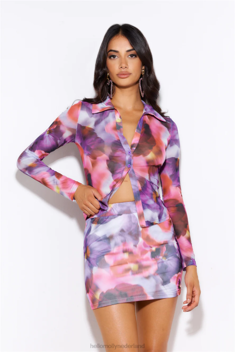 party in the house mesh top paars Hello Molly T6BF9027 kleding