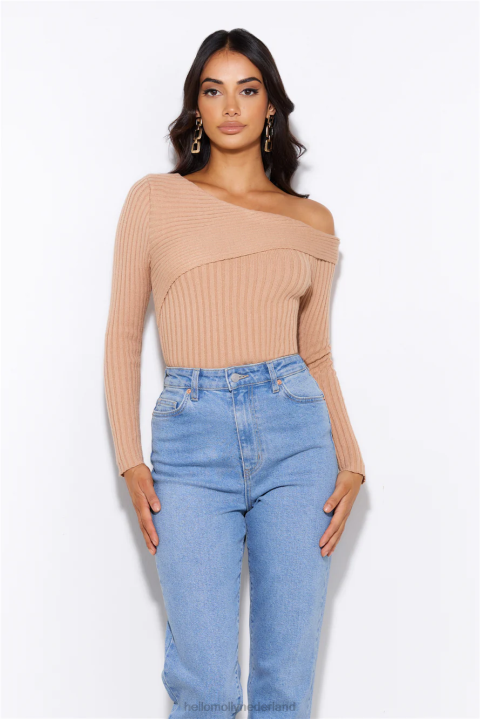 sneeuwvlokken vallende gebreide top bruin Hello Molly T6BF9047 kleding
